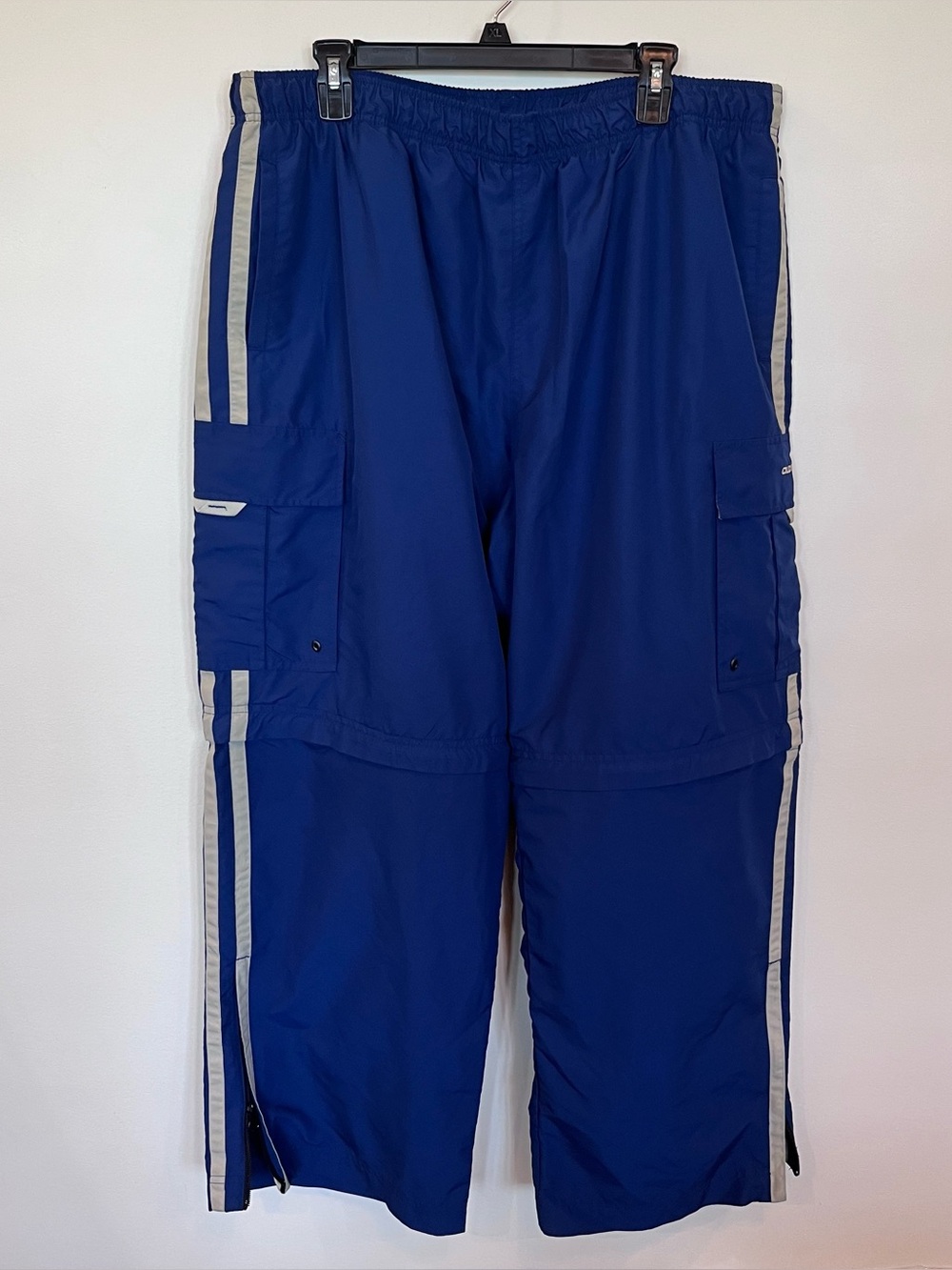 Y2K Old Navy Baggy Convertible Sweatpants Blue Mens Xl Cargo Vintage Stripes